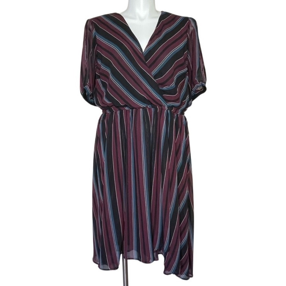 LANE BRYANT‎ STRIPED SURPLICE DRESS